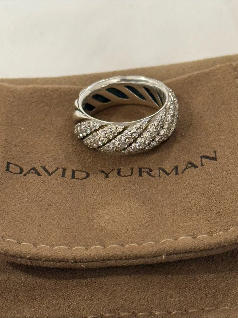 David yurman Sculpted cable Pave band ring